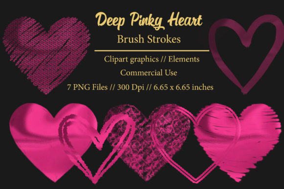 Deep Pinky Heart Brush Strokes: Bold Digital Art Assets