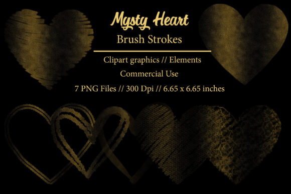 Elevating Designs with Black Gold Heart Brush Strokes