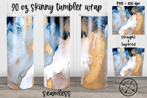 Marble Blue Gold Skinny Tumbler Design Guide