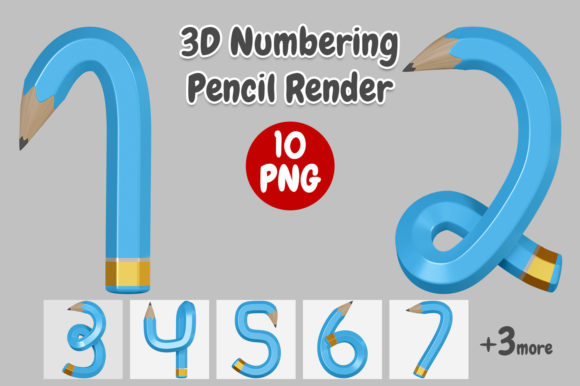 Pencil Number 3D Lettering for High-Impact Design